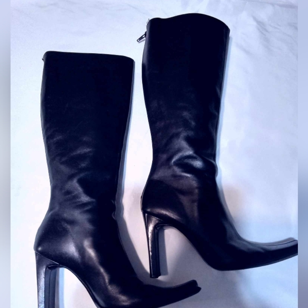 VINTAGE CHARLES DAVID REAL BLACK ITALIAN LEATHER TALL BOOTS 37 EXCELLENT COND๐ฅ - Picture 5 of 9